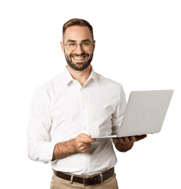 Smiling Businessman with Laptop